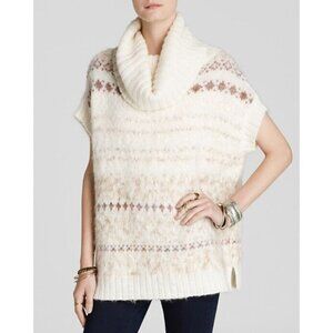 Free People Snow Bunny Sweater Fair Isle Cowl Neck Boho Size XS Women's